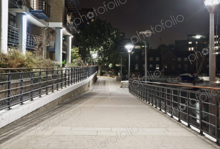 Walkway Near a Modern Housing Development