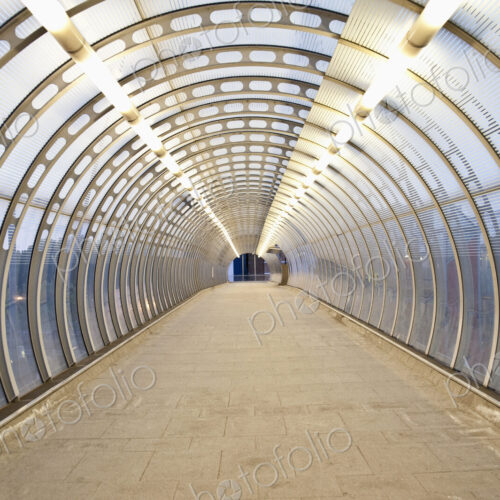 Walkway Tunnel in the Canary Wharf at Twilight Walkway Tunnel in the Canary Wharf at Twilight