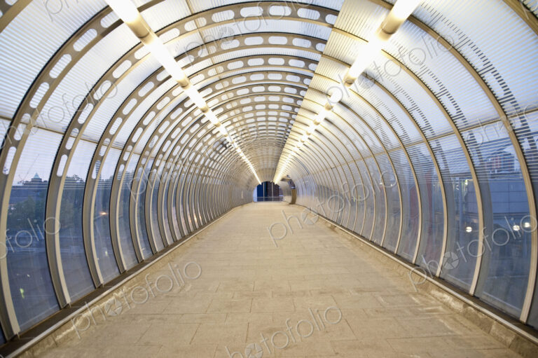 Walkway Tunnel in the Canary Wharf at Twilight