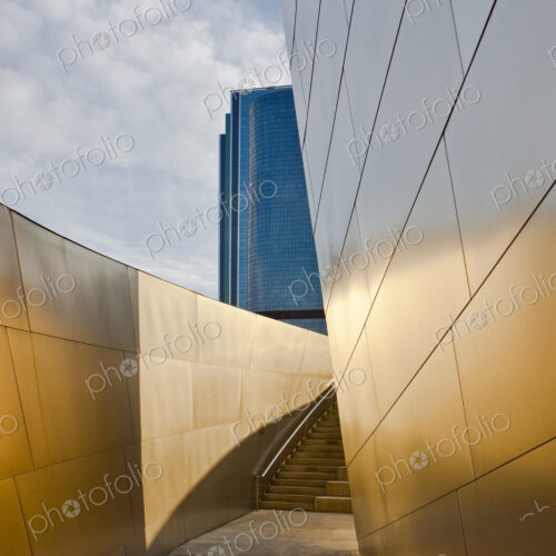 Walled Walkway Around a Modern Building