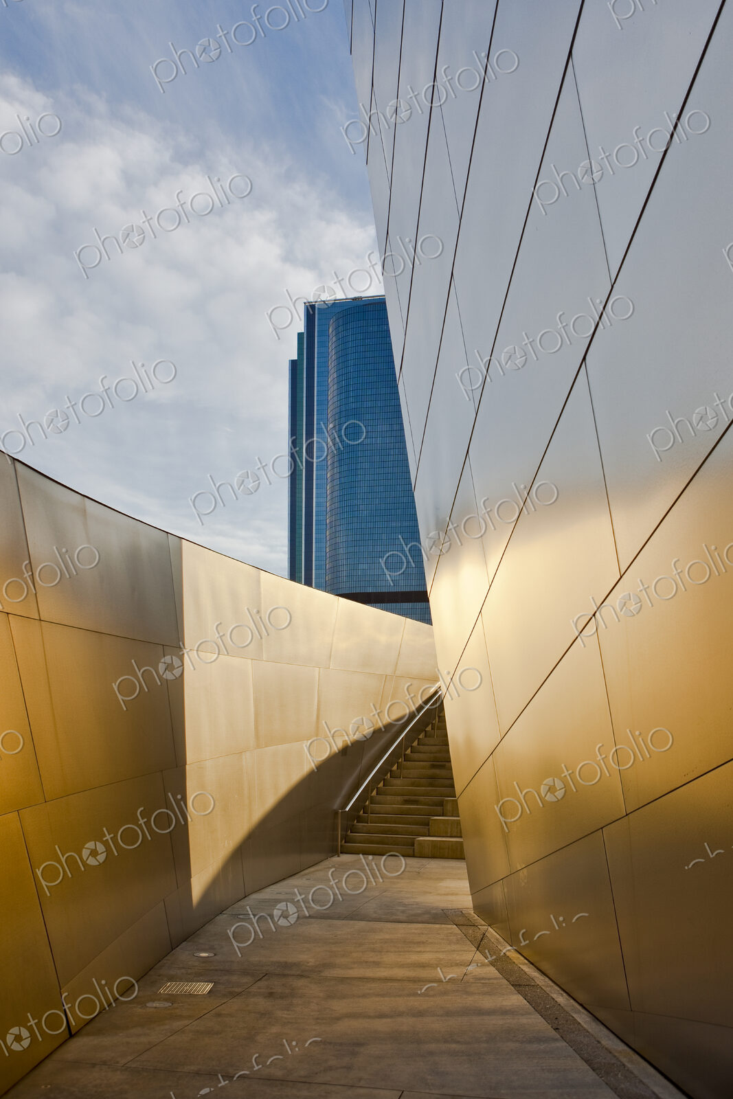 Walled Walkway Around a Modern Building