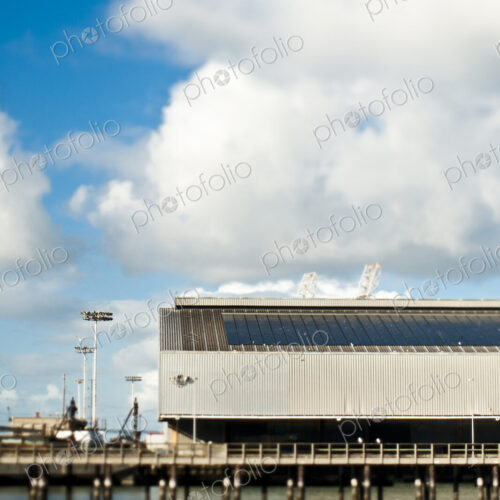 Warehouse and Cranes At a Seaport
