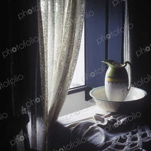 Wash Basin and Pitcher in Open Window