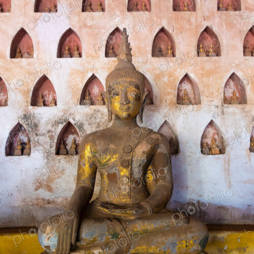 Wat Si Saket, a collection of statues in wall niches, Vientiane, Laos Wat Si Saket, a collection of statues in wall niches, Vientiane, Laos