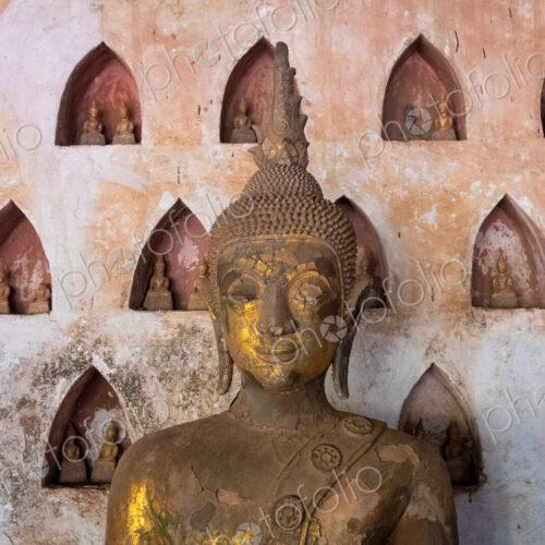 Wat Si Saket, a collection of statues in wall niches, Vientiane, Laos Wat Si Saket, a collection of statues in wall niches, Vientiane, Laos