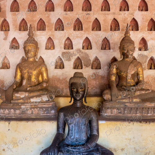 Wat Si Saket, a collection of statues in wall niches, Vientiane, Laos Wat Si Saket, a collection of statues in wall niches, Vientiane, Laos