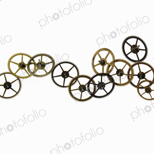 Watch gears, small precision made cog wheels with spokes and fine teeth or notches…