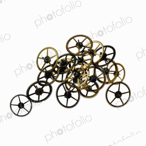 Watch gears, small precision made cog wheels with spokes and fine teeth or notches…