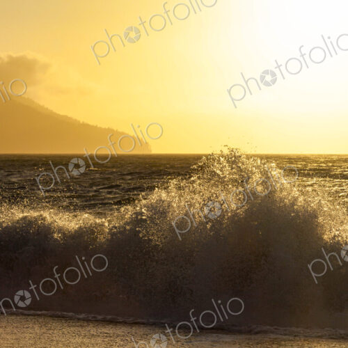 Waves breaking on Freshwater Bay Beach at sunset Waves breaking on Freshwater Bay Beach at sunset