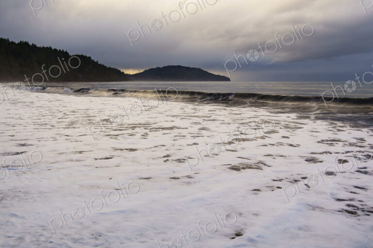 Waves breaking on beach along the Strait of Juan de Fuca, Port A