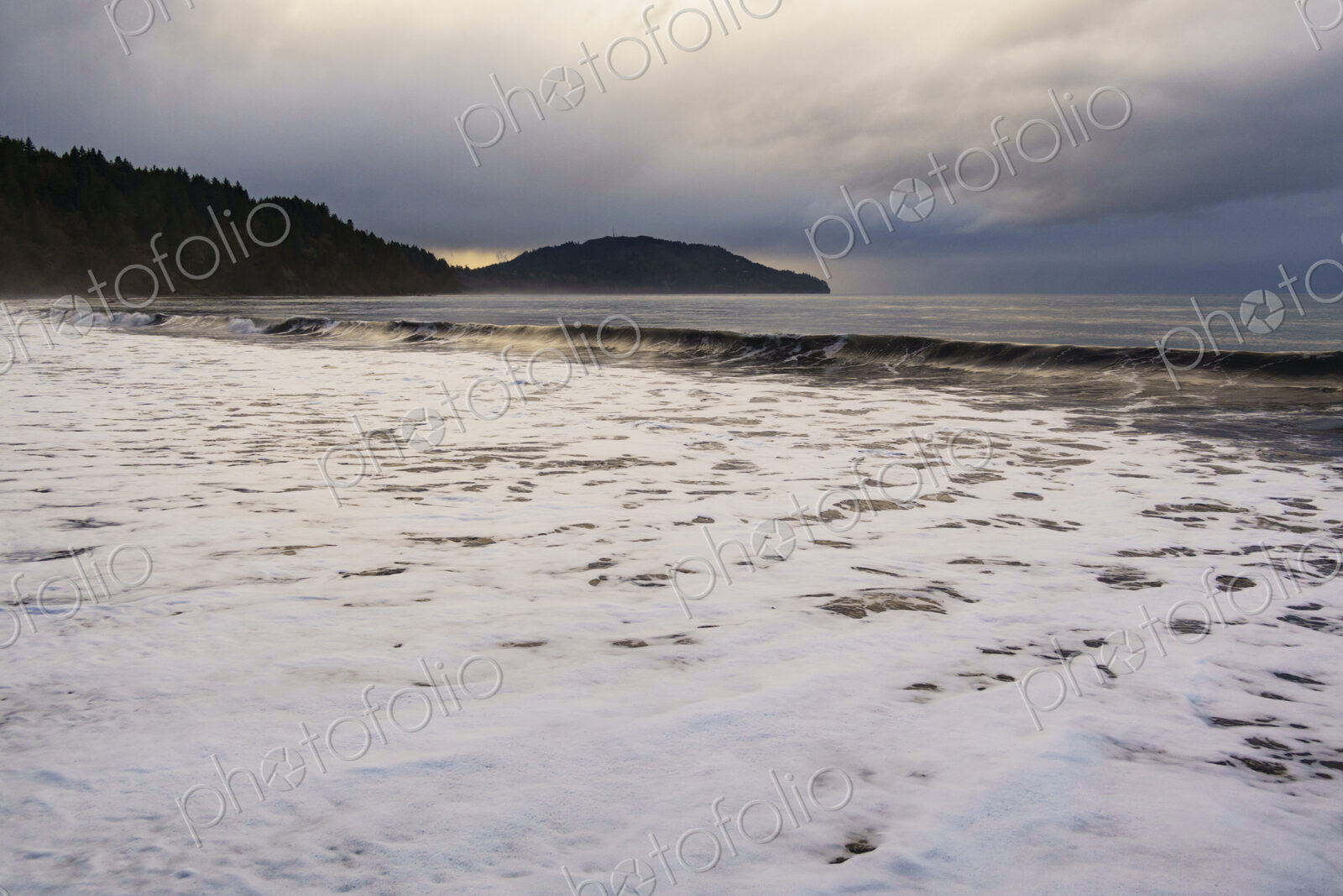 Waves breaking on beach along the Strait of Juan de Fuca, Port A