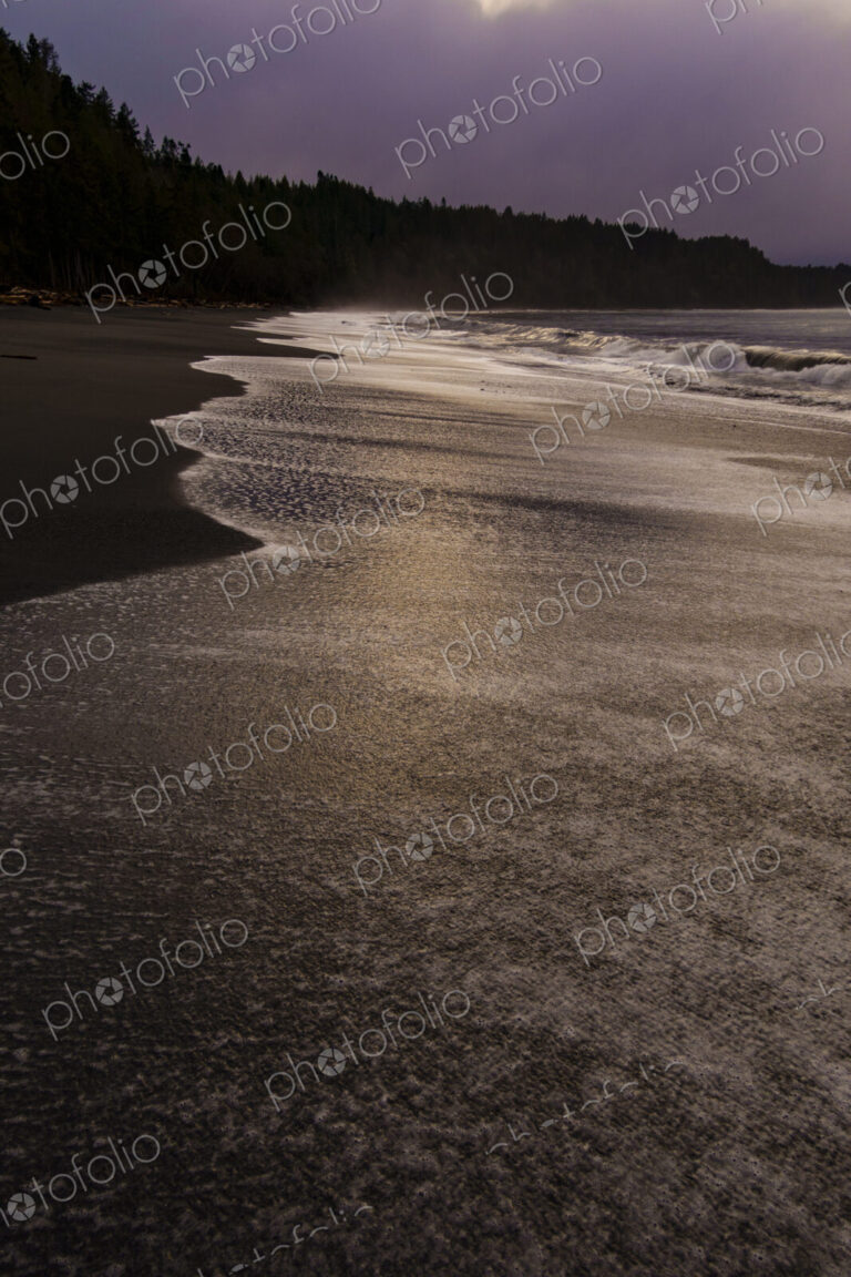 Waves breaking on beach along the Strait of Juan de Fuca, Port Angeles, WA USA