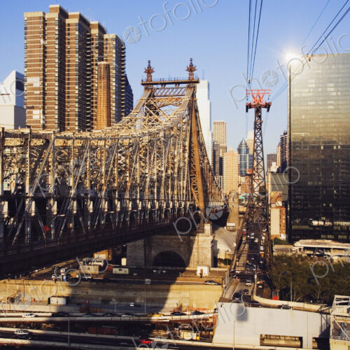 Williamsburg Bridge with Skyscrapers in Background