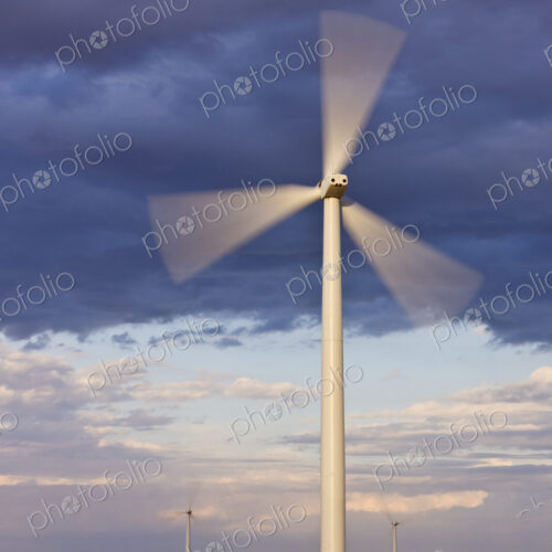 Wind Turbine Spinning at Dusk Wind Turbine Spinning at Dusk