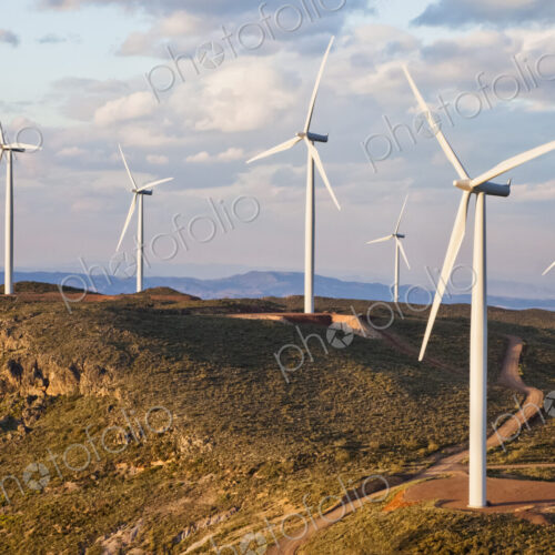 Wind turbine power generators above the town of Turrillas in Almeria province Wind turbine power generators above the town of Turrillas in Almeria province