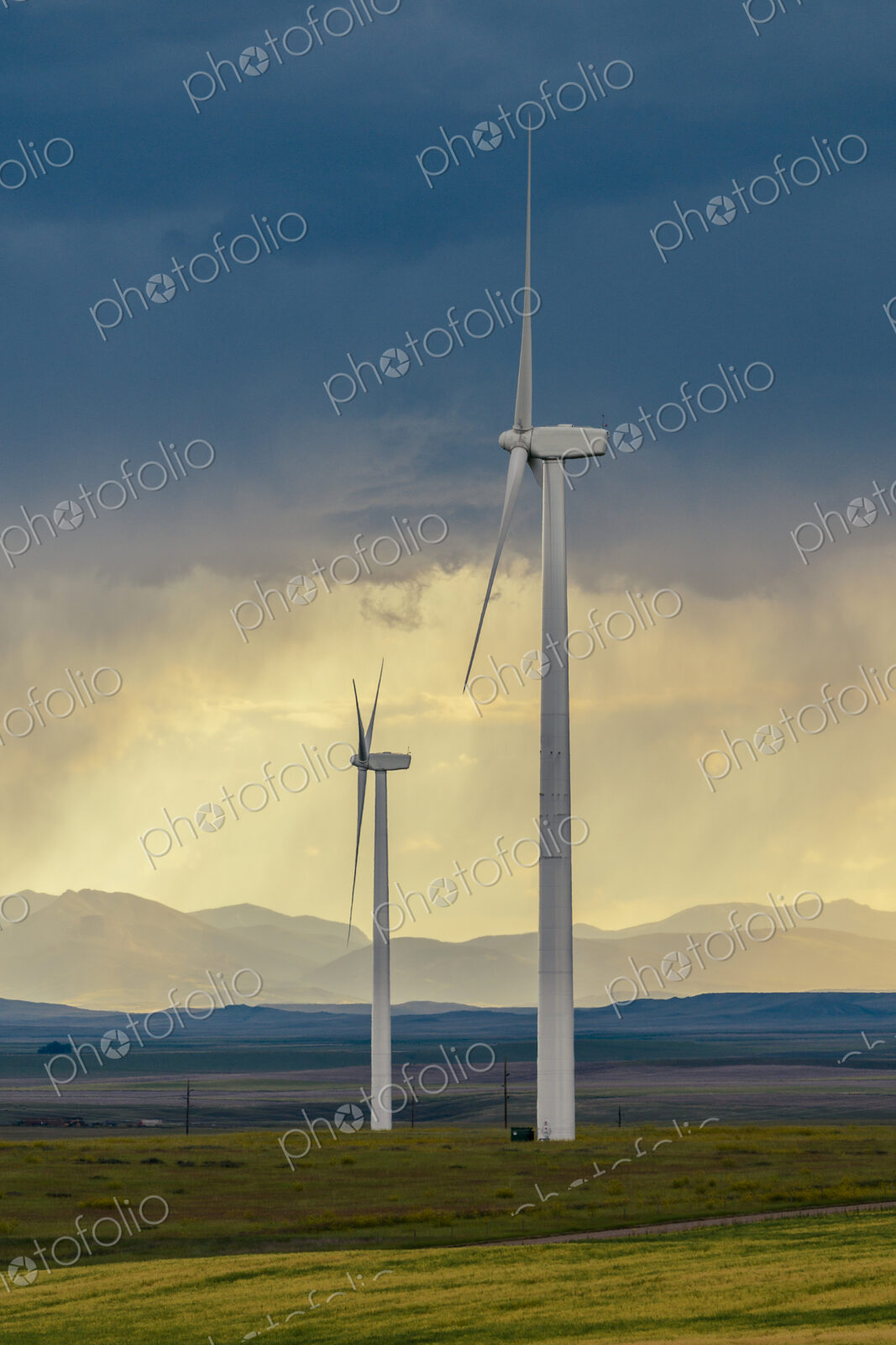 Wind turbines at sunset