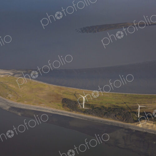 Wind turbines on Fire Island near Anchorage, an aerial view of the island, and three… Wind turbines on Fire Island near Anchorage, an aerial view of the island, and three…