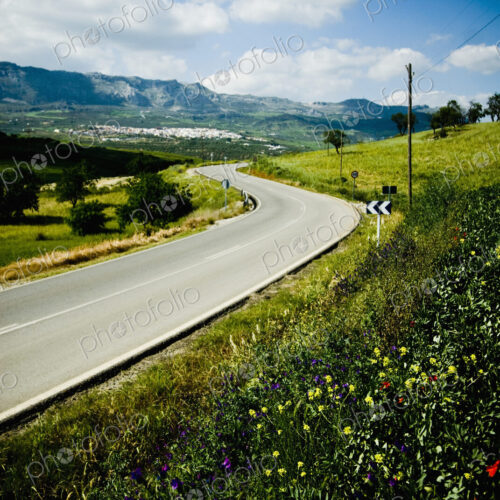 Winding Road Through Rural Landscape Winding Road Through Rural Landscape