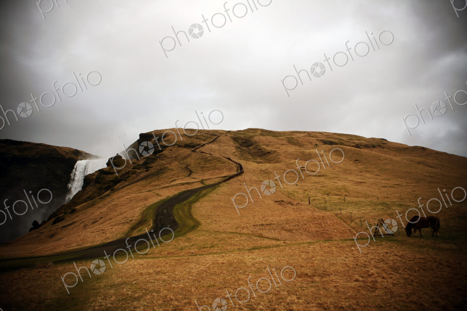 Winding path near waterfall