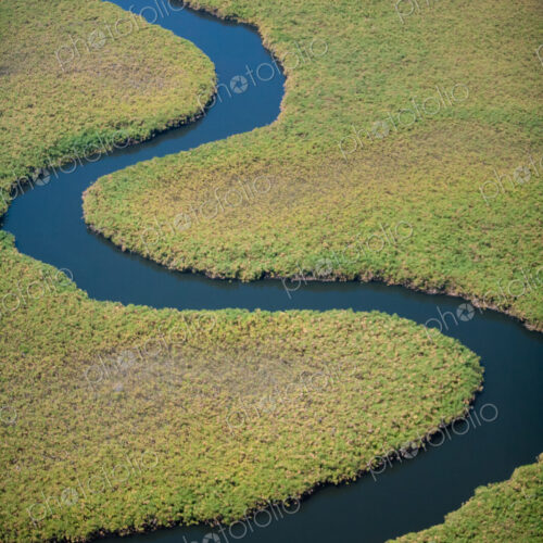 Winding river course, seen from above. River bends. Winding river course, seen from above. River bends.