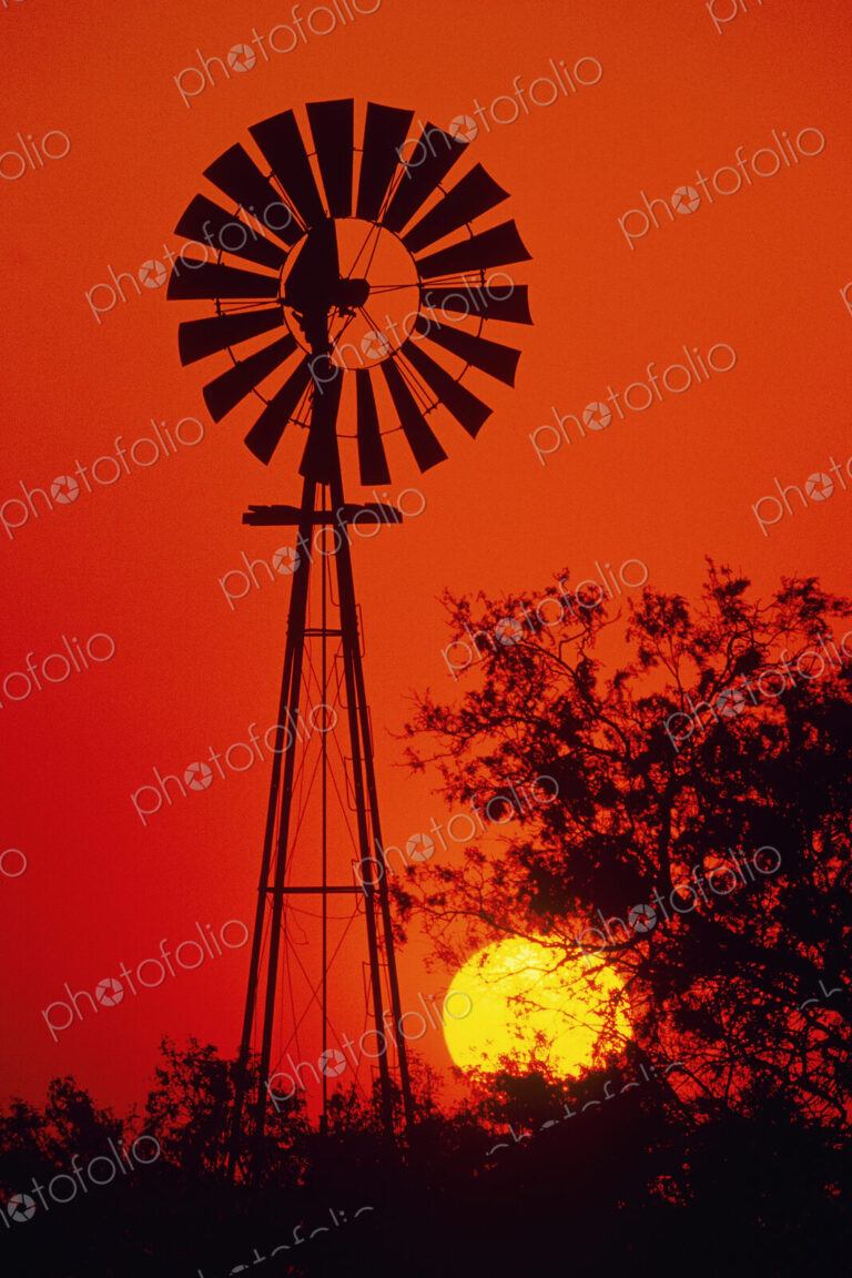 Windmill Silhouette at Sunset