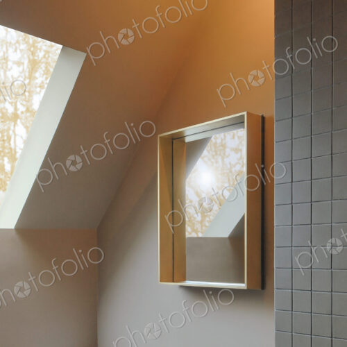 Window, walls and mirror of modern room