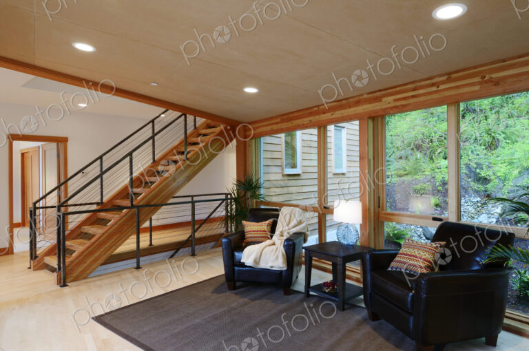 Windows and armchairs in living room