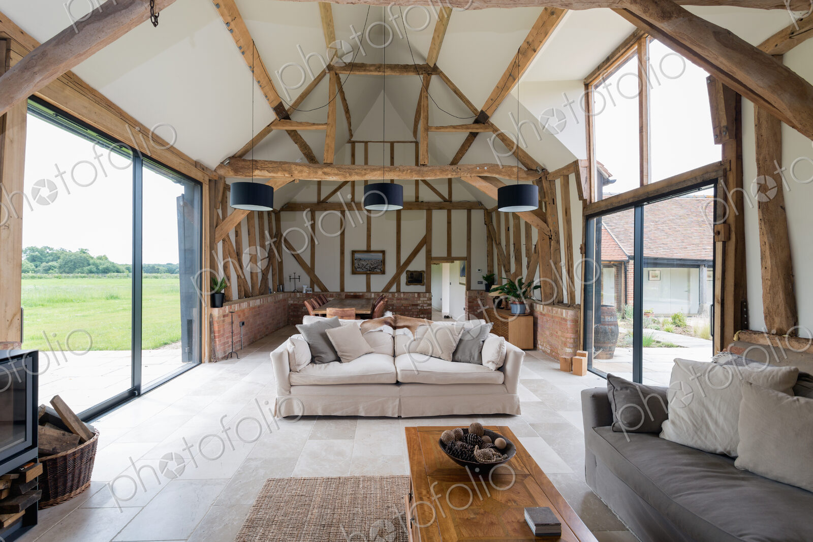 Windows and sofa in modern living room
