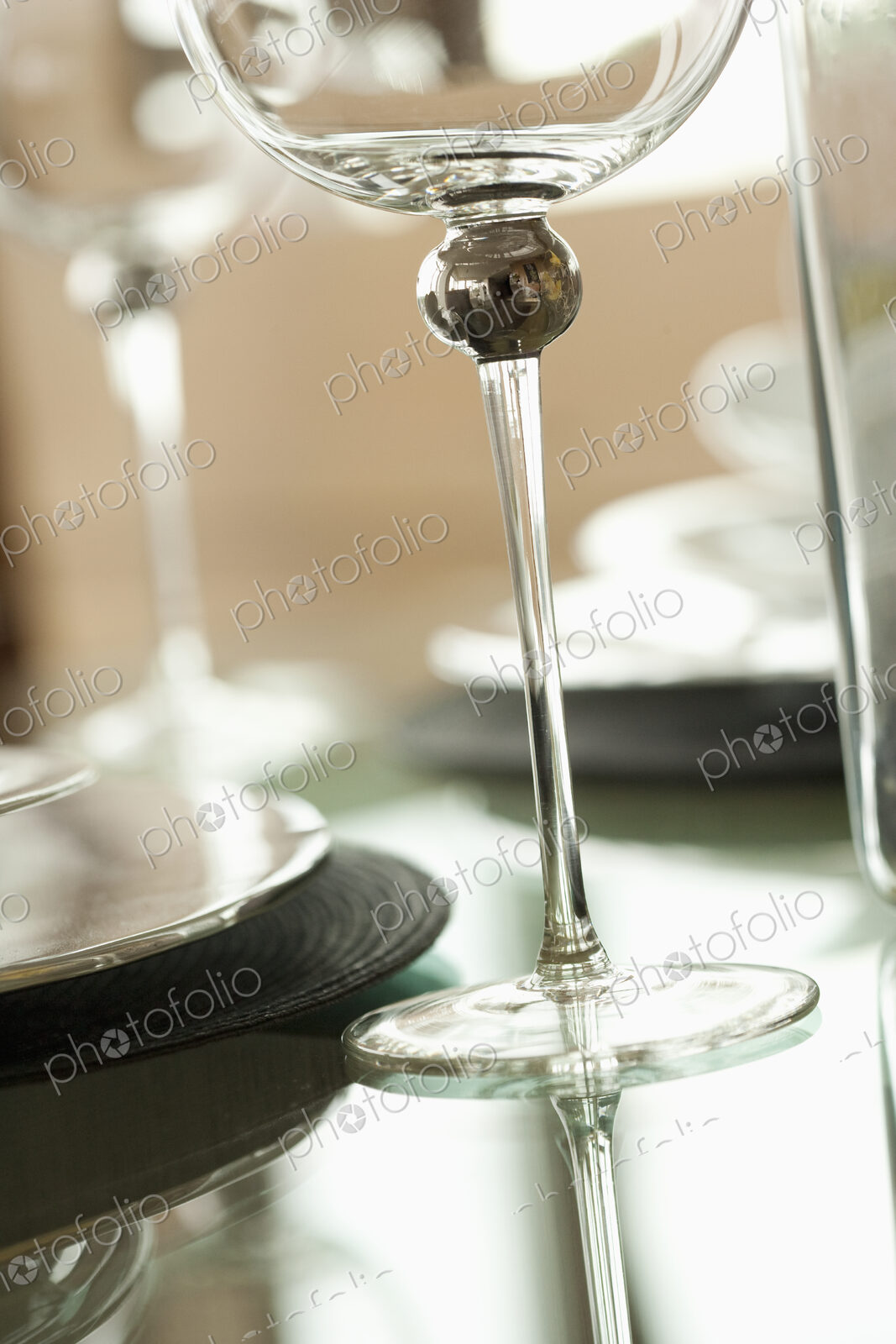 Wine Glass on a table, close up