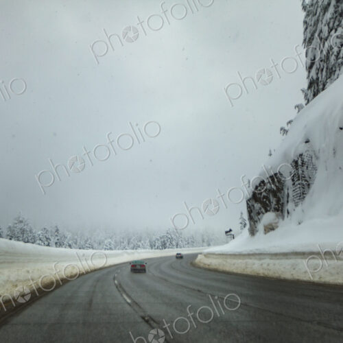 Winter driving on Interstate 90 near Snoqualmie Pass, WA USA Winter driving on Interstate 90 near Snoqualmie Pass, WA USA