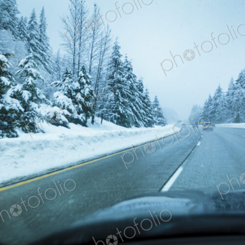 Winter driving on Interstate 90 near Snoqualmie Pass, WA USA Winter driving on Interstate 90 near Snoqualmie Pass, WA USA