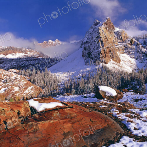 Winter in Cottonwood Canyon in the mountains of the Wasatch Range. Pine forests in… Winter in Cottonwood Canyon in the mountains of the Wasatch Range. Pine forests in…