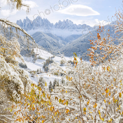 Winter landscape with valley, forest and snow-capped mountains. Winter landscape with valley, forest and snow-capped mountains.