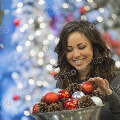 Woman at home decorating for Holidays