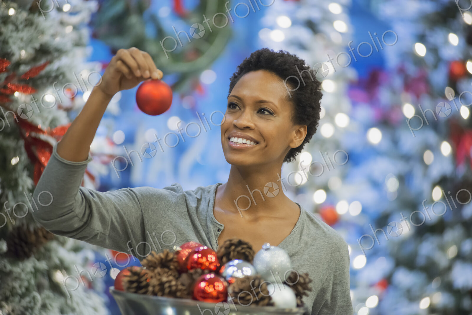 Woman at home decorating for Holidays
