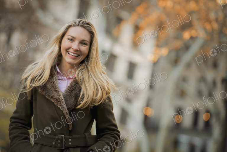 Woman in urban park