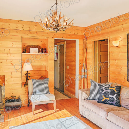 Wood paneling in rustic living room Wood paneling in rustic living room