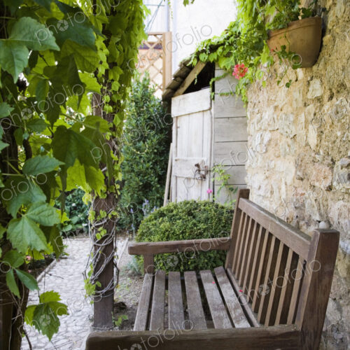 Wooden Bench in Garden Wooden Bench in Garden