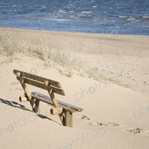 Wooden Bench on the Beach