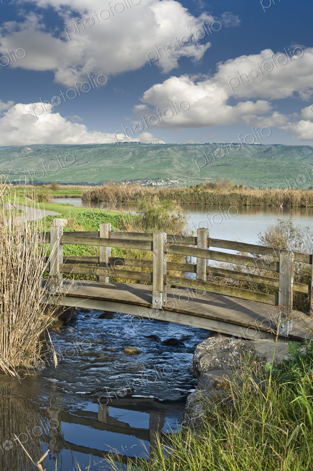 Wooden Bridge Over A Stream