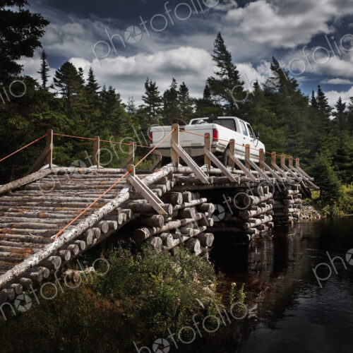 Wooden Bridge with Light Truck Wooden Bridge with Light Truck