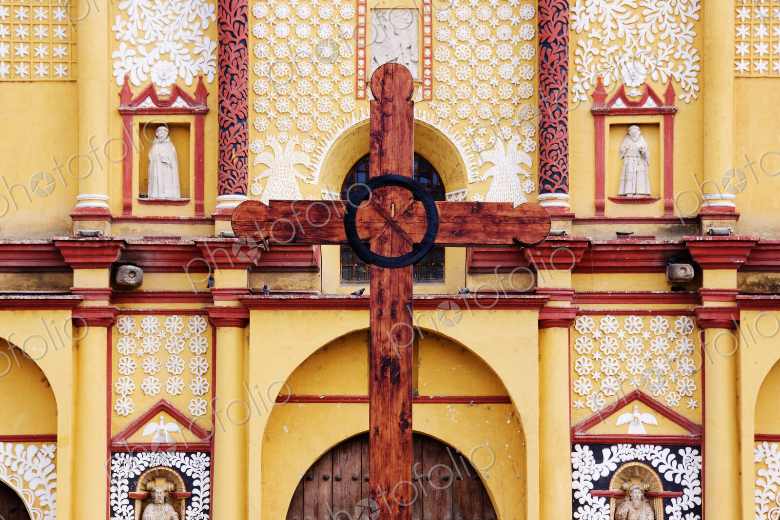 Wooden Cross in Front of Church