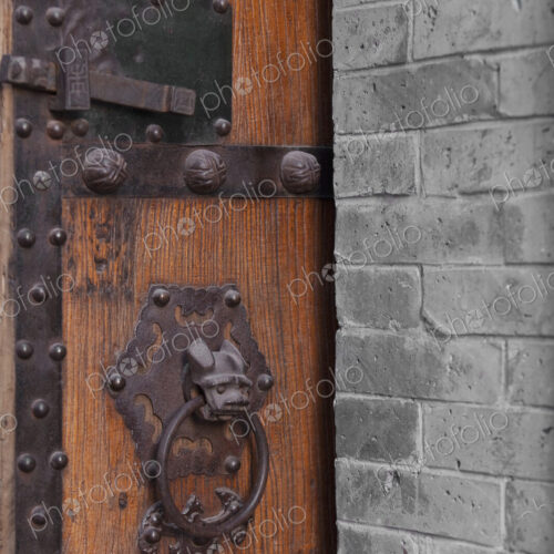 Wooden Door With Ornate Door Knocker Wooden Door With Ornate Door Knocker