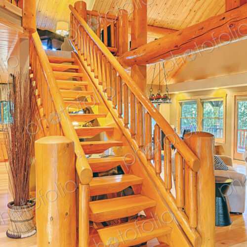 Wooden staircase in rustic home Wooden staircase in rustic home