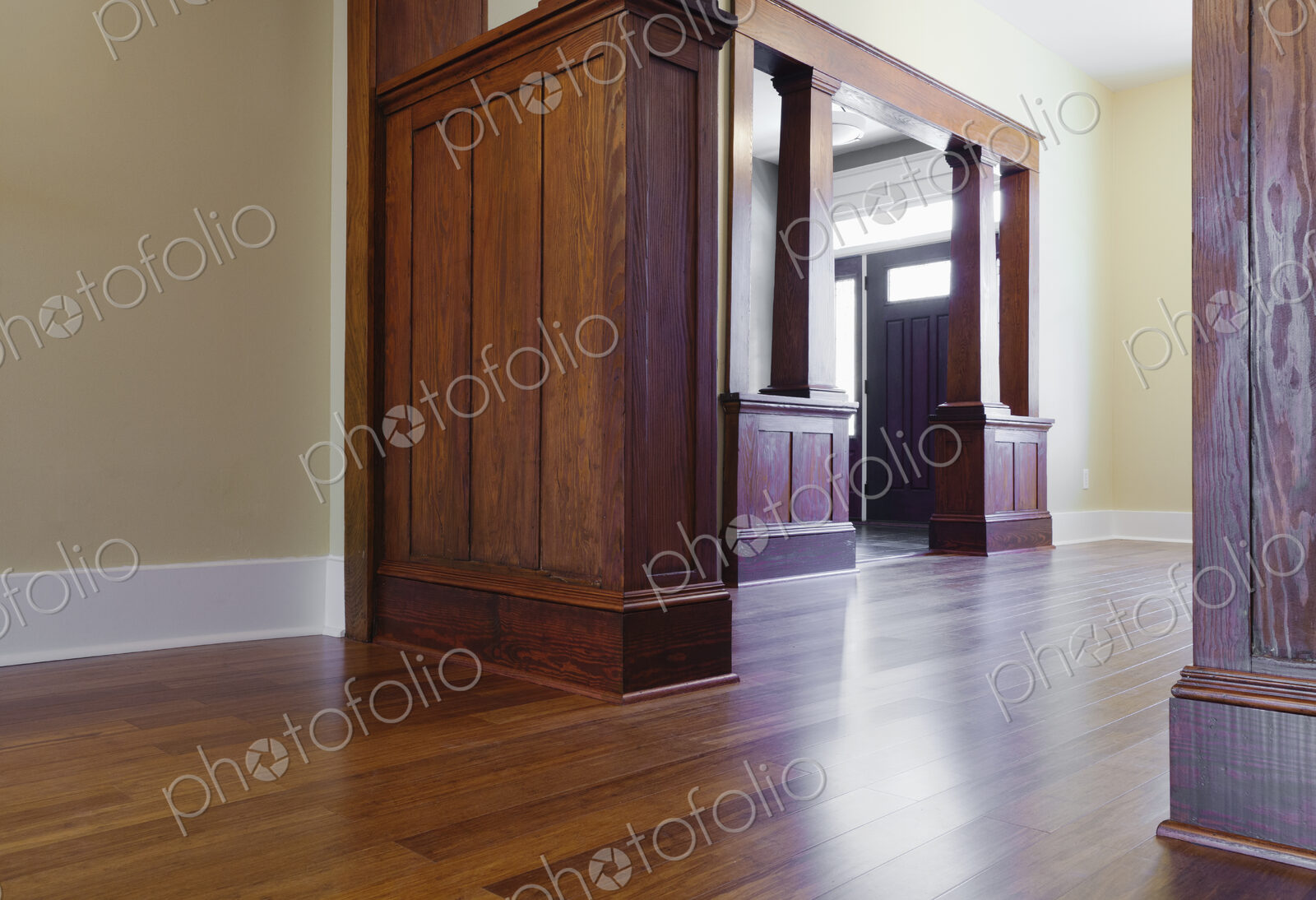 Woodwork and hardwood floor in empty house