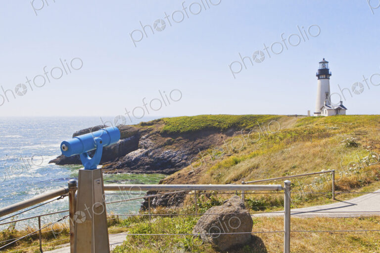 Yaquina Head Lighthouse on the Oregon Coast of the United States, established in 1873.