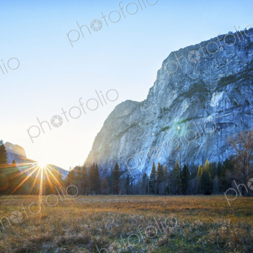 Yosemite National Park, the dramatic scenery and valleys in the park, with steep…